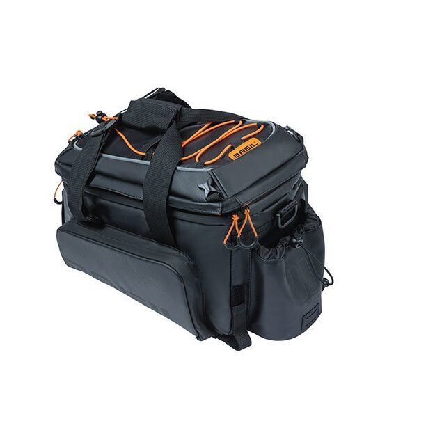 Dviračio krepšiai ant bagažinės BASIL MILES TARPAULIN TRUNKBAG XL Pro, 9-36L, juoda oranžinė MIK