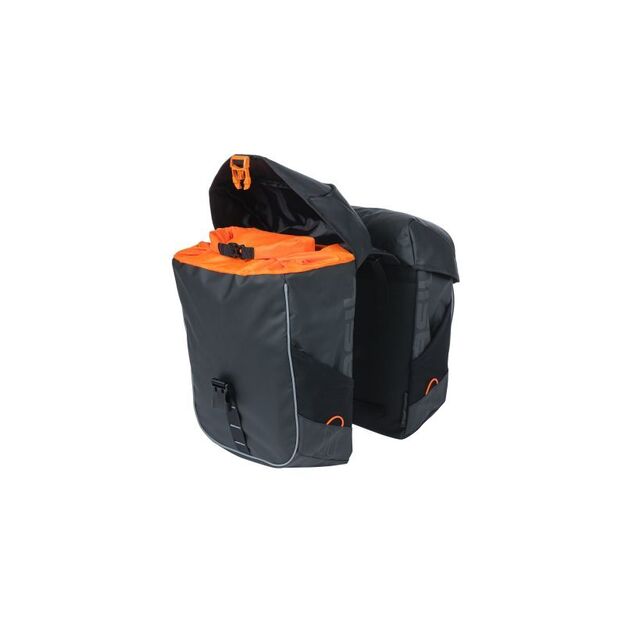 Dviračio krepšiai ant bagažinės BASIL MILES DOUBLE BAG, 34L, juoda oranžinė MIK.