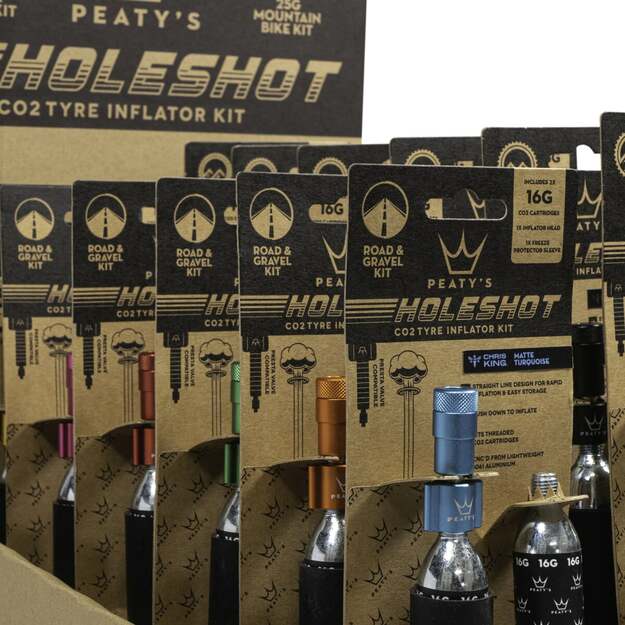 CO2 pompa PEATY S HOLESHOT CO2 TYRE INFLATOR - 6X 16G // 6X 25G - 12 COLOURS MIXED (PPR-HTI-MIX-48)