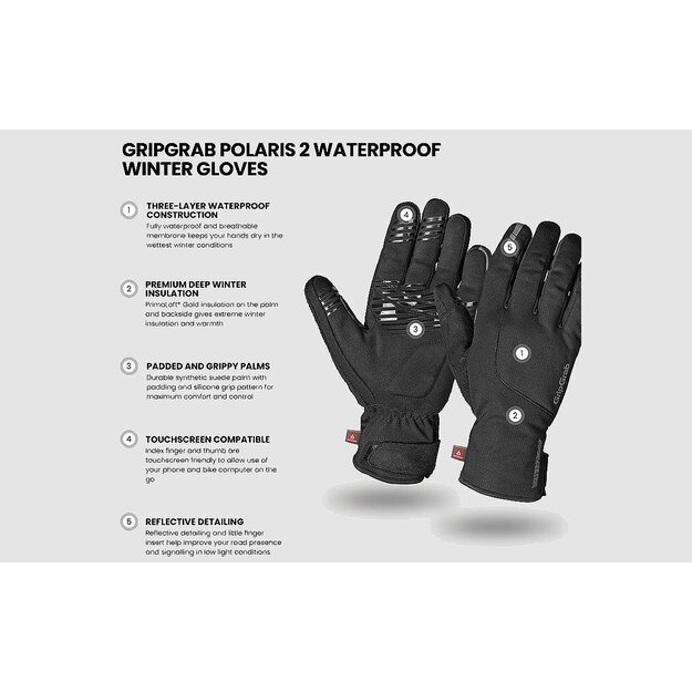 GripGrab žieminės pirštinės Polaris 2 Waterproof Winter XS