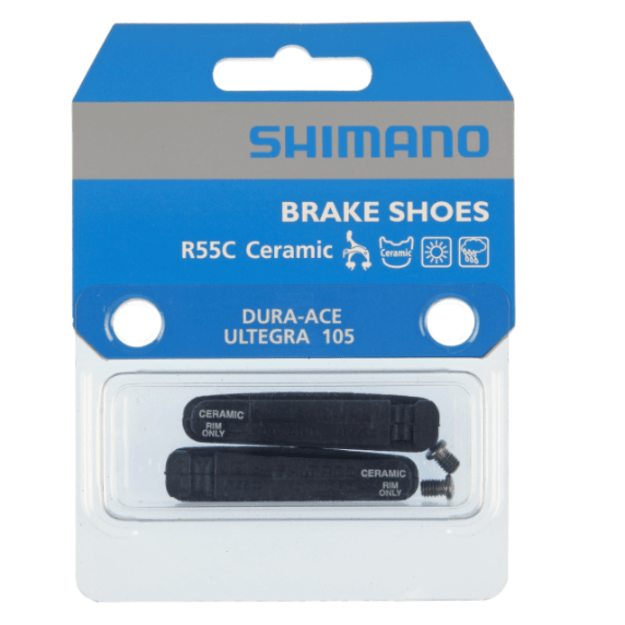 Stabdžių kaladėlės Shimano R55C Brake shoes and fixing bolts for ceramic rim (pair)