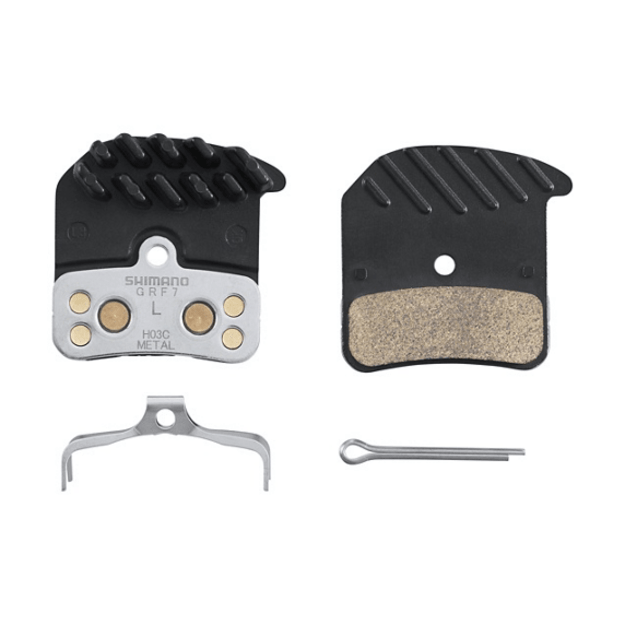 Diskinių stabdžių kaladėlės Shimano H03C-MF Metal pad with fin and spring with split pin 